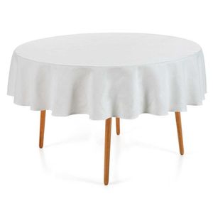 Toalha De Mesa Sempre Limpa Jacquard Redonda 6 Lugares 178rd Herbare Branco