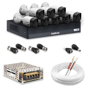 Kit 8 Câmeras De Segurança Intelbras Hd 720p Com Dvr Mhdx 1008-c Full Hd L | Completo 100% Intelbras
