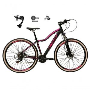 Bicicleta Feminina 29 Ksw Mwza Câmbio Alívio E Altus 27v F/hidráulico Garfo Trava Pneu Bege - Preto/rosa Tam.17