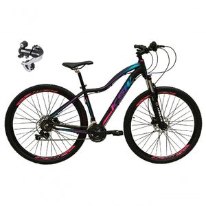 Bicicleta Aro 29 Ksw Mwza 24v Câmbio Shimano Acera K7 Garfo Trava Freio A Disco - Preto/pink/azul Tam.17