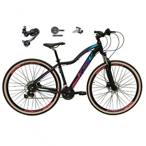 Bicicleta Feminina Aro 29 Ksw Mwza Deore E Altus 27v Hidráulico Garfo Trava Pneu Faixa Bege - Preto/pink/azul Tam.15