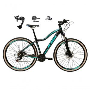 Bicicleta Feminina 29 Ksw Mwza Câmbio Alívio E Altus 27v F/hidráulico Garfo Trava Pneu Bege - Preto/azul Tam.17