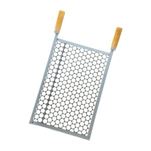 Grelha Popular Moeda Inox 55x30 Para Churrasco Cabo Madeira N° 4 - Gudim