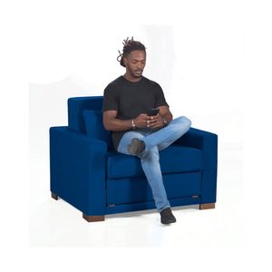 Sofa Cama Solteiro Sofia 1 Lugar 110cm Talento Móveis Azul