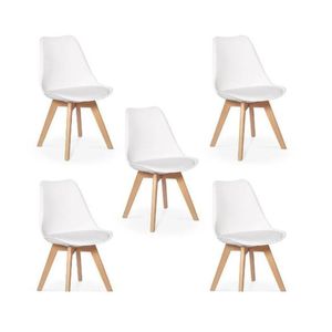 Kit 5 Cadeiras Eames Wood Leda Design Branca