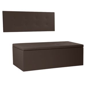 Kit Painel E Calçadeira Baú King 1,95m Berlim Corano Marrom - Pallazio