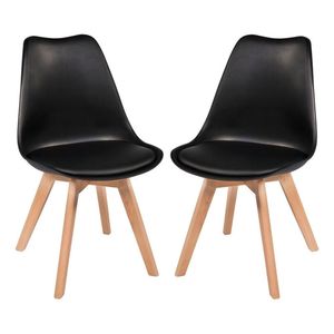 Kit Com 2 Cadeiras Leda Preta - Charles Eames Com Almofada