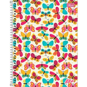 Caderno Espiral Capa Dura Universitário 16 Matérias D+ Feminino 320 Folhas Borboleta