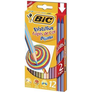 Lápis De Cor Bic Evolution Pijama 12 Cores + 2 Lápis