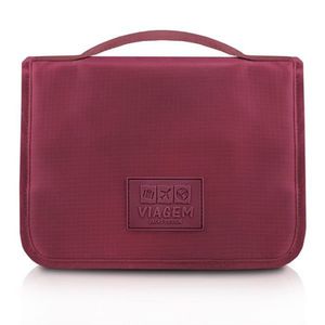 Necessaire Com Gancho Para Viagem Estampa Lisa Jacki Design Vermelho Escuro