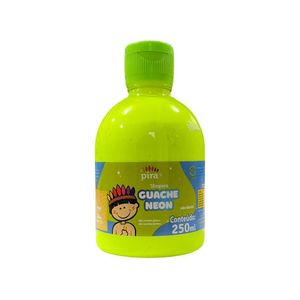 Tinta Guache Neon Escolar Pet 250ml Com Aplicador Piratininga Amarelo