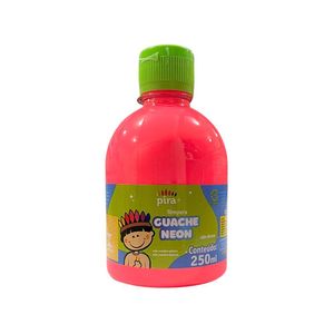 Tinta Guache Neon Escolar Pet 250ml Com Aplicador Piratininga Rosa