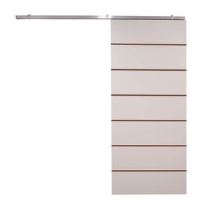 Porta De Correr Branco Prime Frisada Kit Alumínio F09 - 210x100