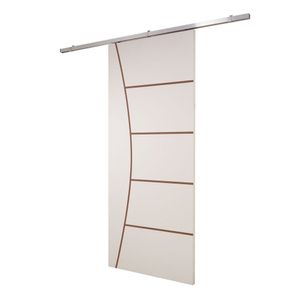 Porta De Correr Branco Prime Frisada Kit Alumínio F10 - 210x80