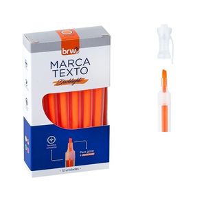 Caixa Marca Texto Fluorescente Transparente 12 Unidades Brw Laranja
