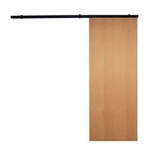 Porta De Correr Verniz Com Kit Alumínio Preto - 210x70