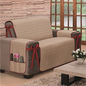Protetor De Sofá Dupla Face Premium 2 Lugares King - Vermelho/cáqui