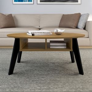 Mesa De Centro Diva 2 Nichos Pinho / Preto