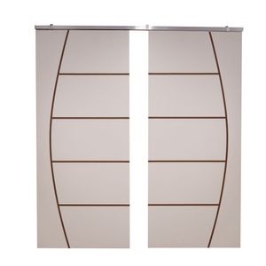 Porta Dupla Branco Prime Frisada Kit Alumínio F04 - 210x160