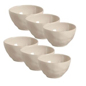 Conjunto 06 Bowl Orgânico Rustic Clay 558 Ml Off White Porto Brasil