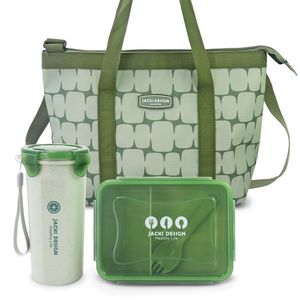 Conjunto De Bolsa Térmica Com Marmite E Garrafa Elementos Verde