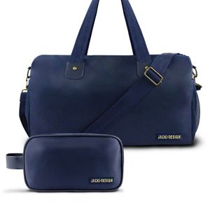 Conjunto Bolsa De Academia E Necessaire Com Alça Lateral Azul