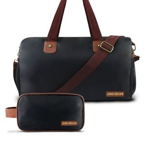 Conjunto Bolsa De Academia E Necessaire Com Alça Lateral Preto-marrom