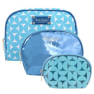 Kit De Necessaire Com 3 Pçs Glitz Jacki Design Azul
