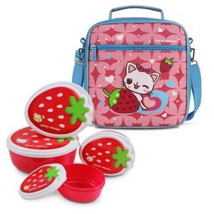Conjunto Lancheira Térmica Filhotinho E Pote Para Lanche De 4 Peças Salmão