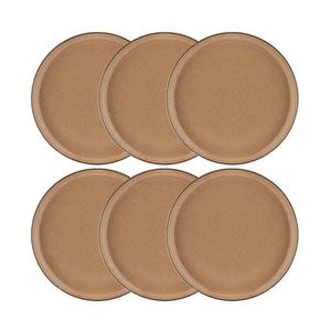 Conjunto 06 Prato Raso Flat Ocre 26 Cm Marrom Oxford