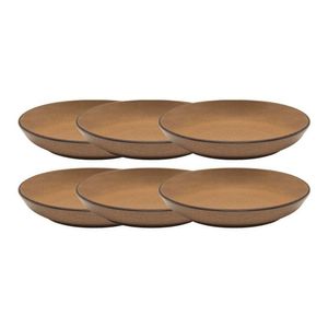 Conjunto 06 Prato Fundo Flat Ocre 20,5 Cm Oxford
