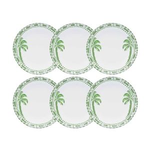 Conjunto 06 Pratos De Sobremesa Coup Tropical 21 Cm Coqueiros Oxford