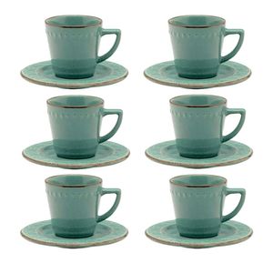 Conjunto 06 Xícara De Chá E Café Mendi Malaquita 220 Ml Verde Oxford