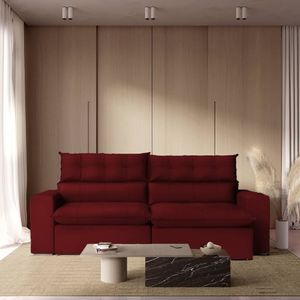 Sofá 250 Cm Retrátil E Reclinável Molas Ensacadas Vermelho