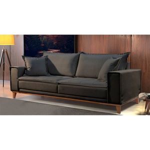 Sofá Fixo 3 Lugares Luxo 180 Cm Aquiles Chumbo