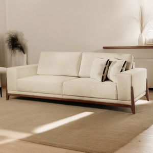 Sofá Fixo Magnus 3 Lugares Luxo 1,90m Bege Claro