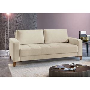 Sofá Fixo 3 Lugares Luxo 200 Cm Orion Bege Claro