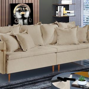 Sofá Fixo 2 Lugares Luxo 160 Cm Atlas Bege Claro