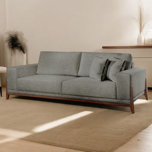 Sofá Fixo Magnus 3 Lugares Luxo 2,30m Cinza