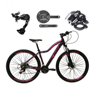 Bicicleta Aro 29 Ksw Mwza Feminina Câmbio Shimano Alívio E Altus 27v F/hidráulico Garfo Trava - Preto/rosa Tam.15