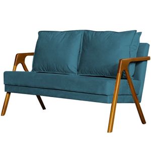 Sofá 2 Lugares Namoradeira Veludo Azul Royal Mona Luxo Azul Royal