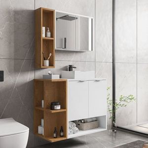 Kit Com 5 Gabinetes Com Cuba E Espelheira Ibiza Branco/naturale