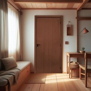 Kit Porta De Madeira Lisa 215x94cm Batente 10cm Mdf Ultra Mgm Ipê