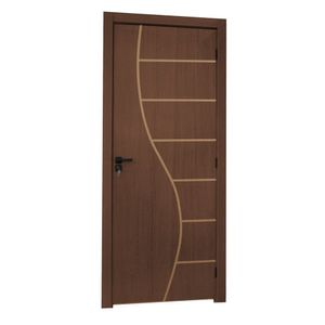 Kit Porta De Madeira Decorada 215x64cm Batente 7cm Cantareira Ipê