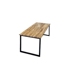 Mesa De Jantar Estilo Industrial Natural- Preto Fosco