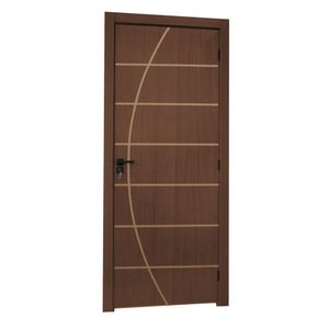 Kit Porta De Madeira Decorada 215x74cm Batente 16cm Neblina Ipê