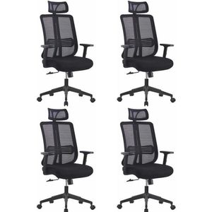 Kit 4 Cadeiras Para Escritório Presidente Comfort Plus Preto
