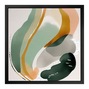 Quadro 50cm X 50cm Tinta Colorida Mancha Verde Abstrata Tropical Artes Preto