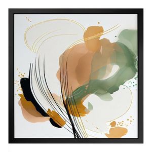 Quadro 50cm X 50cm Tinta Colorida Riscada Abstrata Tropical Artes Preto
