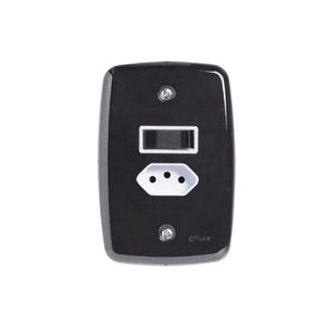 Interruptor De 1 Tecla Simples E Tomada 2p+t 20a , Com Placa 4x2 Preto